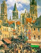 Camille Pissaro The Old Market Town at Rouen USA oil painting artist